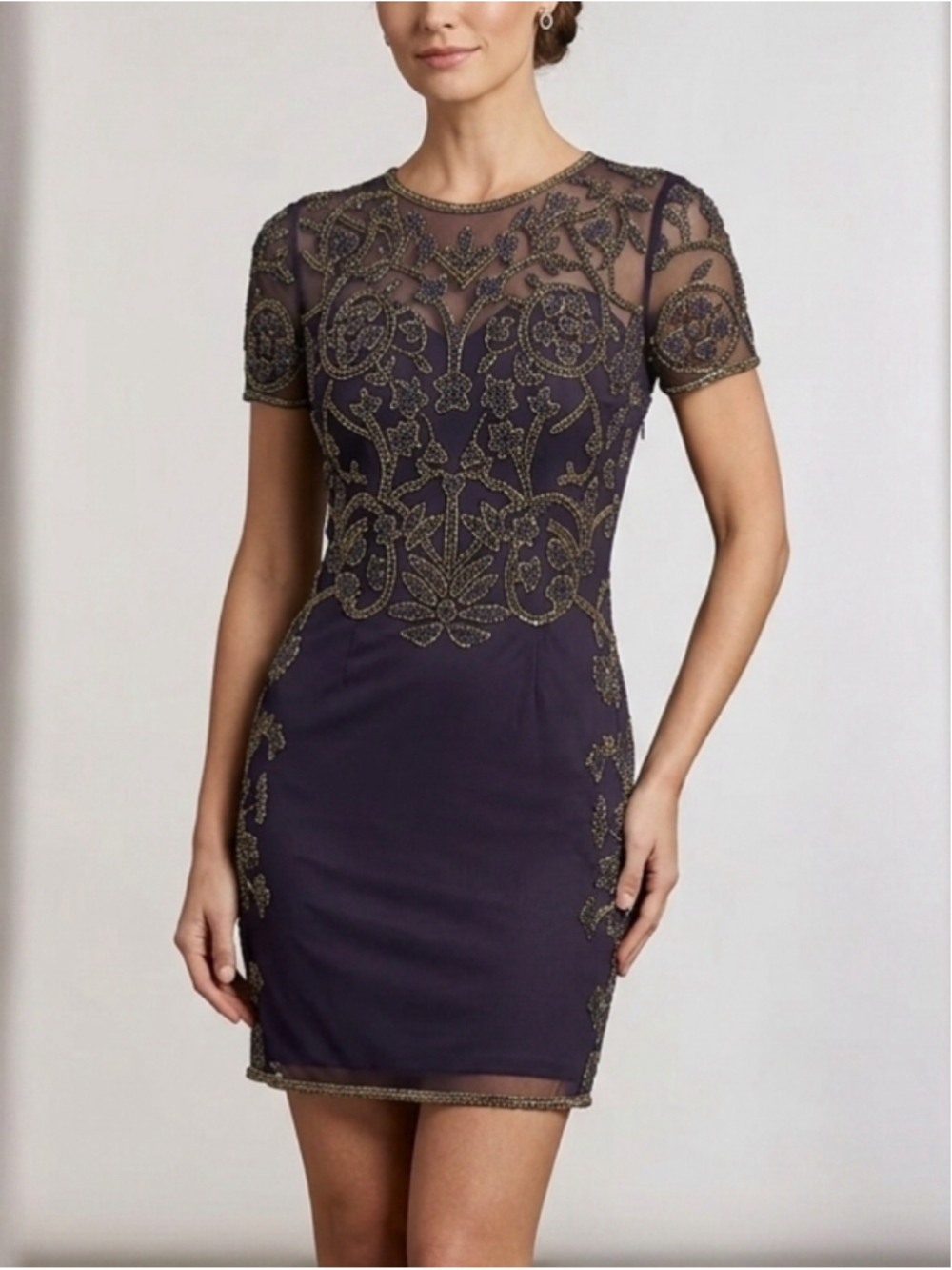 ASOS Women's Beaded Mini Dress in Purple and Gold